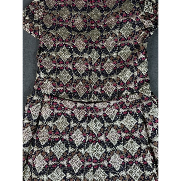 Gino Charles Dress Womens 8 A Line Geometric APC Pattern Vintage Elegant Diamond - Picture 4 of 13